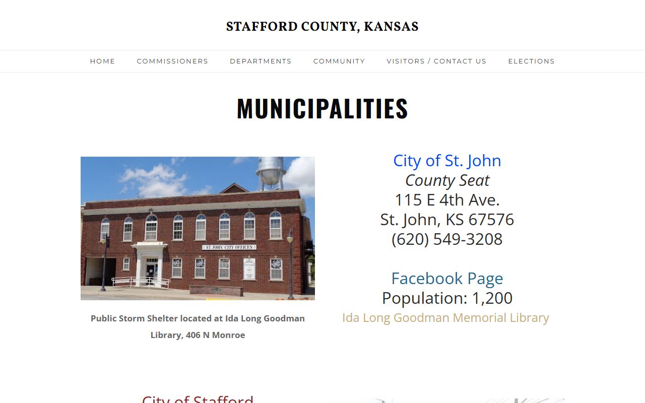 Stafford County Clerk of the District Court municipalities context