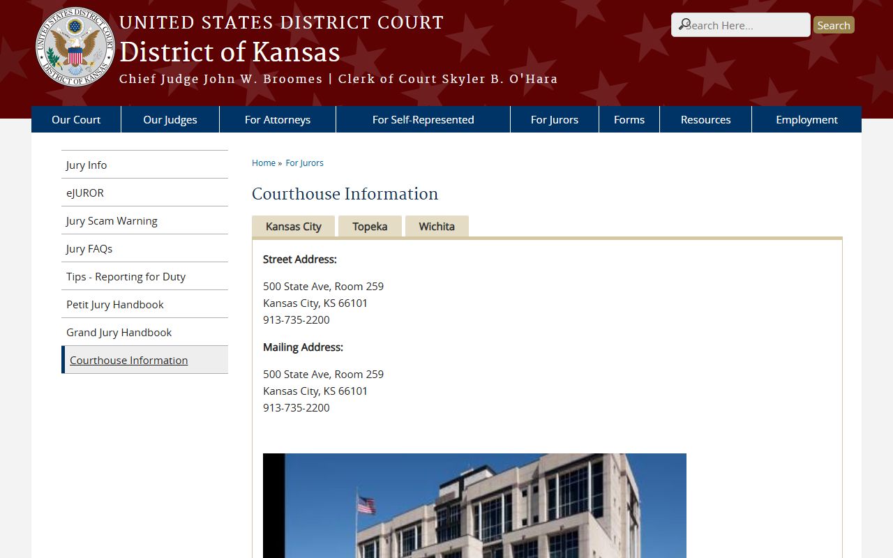 Stafford County court dockets District of Kansas court locations