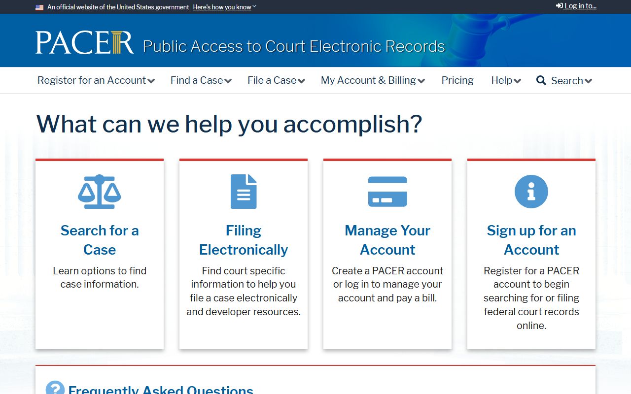 Stafford County court dockets PACER federal records service