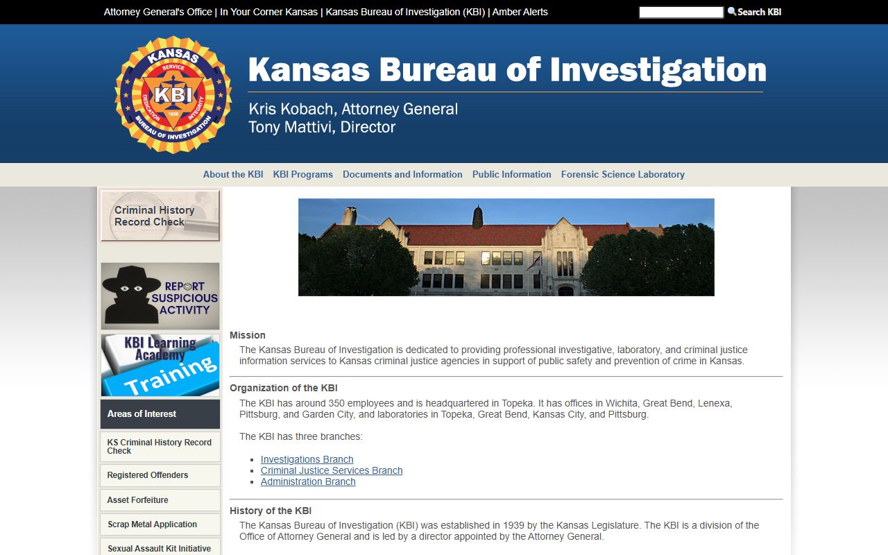 Stafford County criminal court records Kansas Bureau of Investigation source