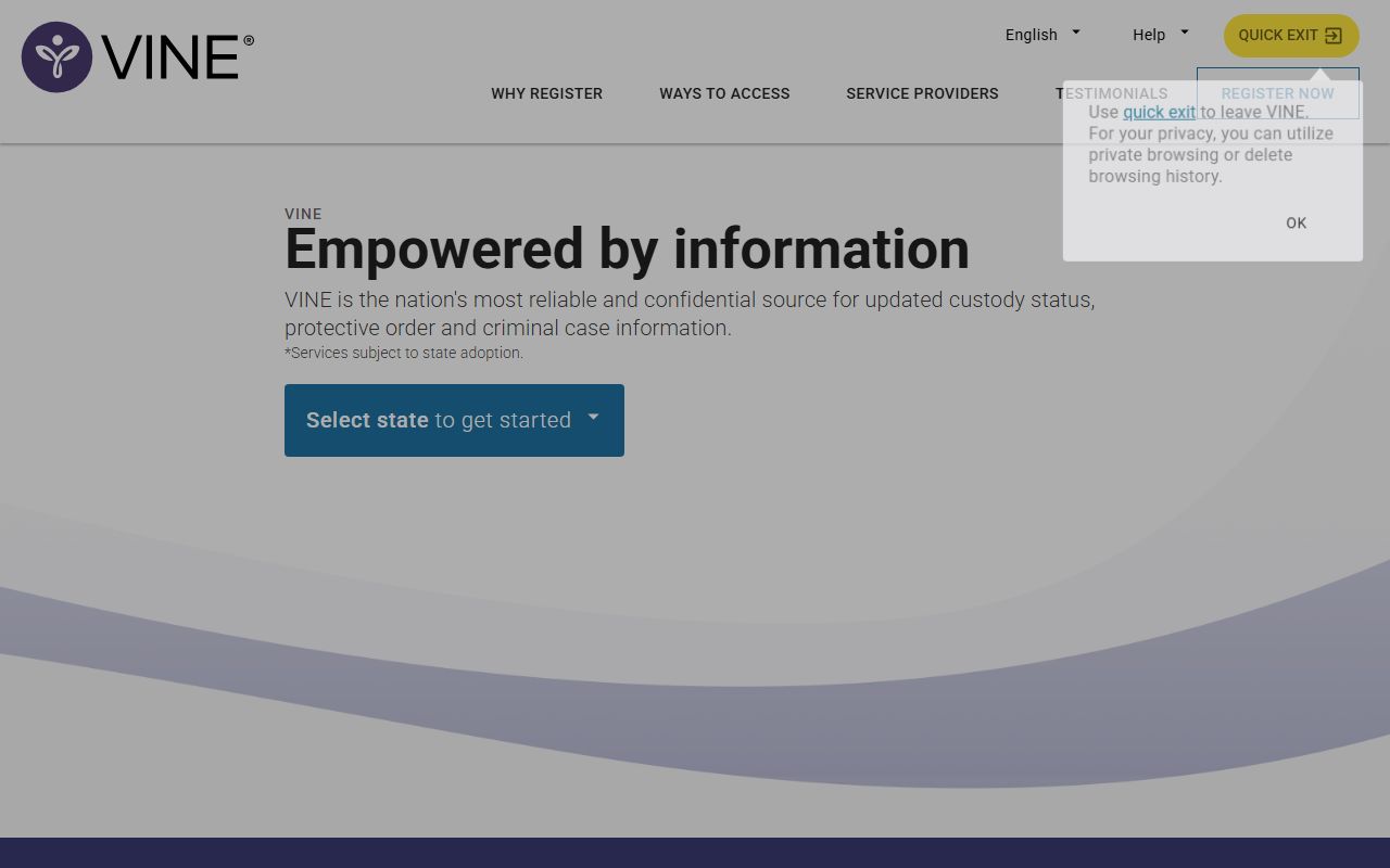 Stafford County inmate search VINELink custody notification portal