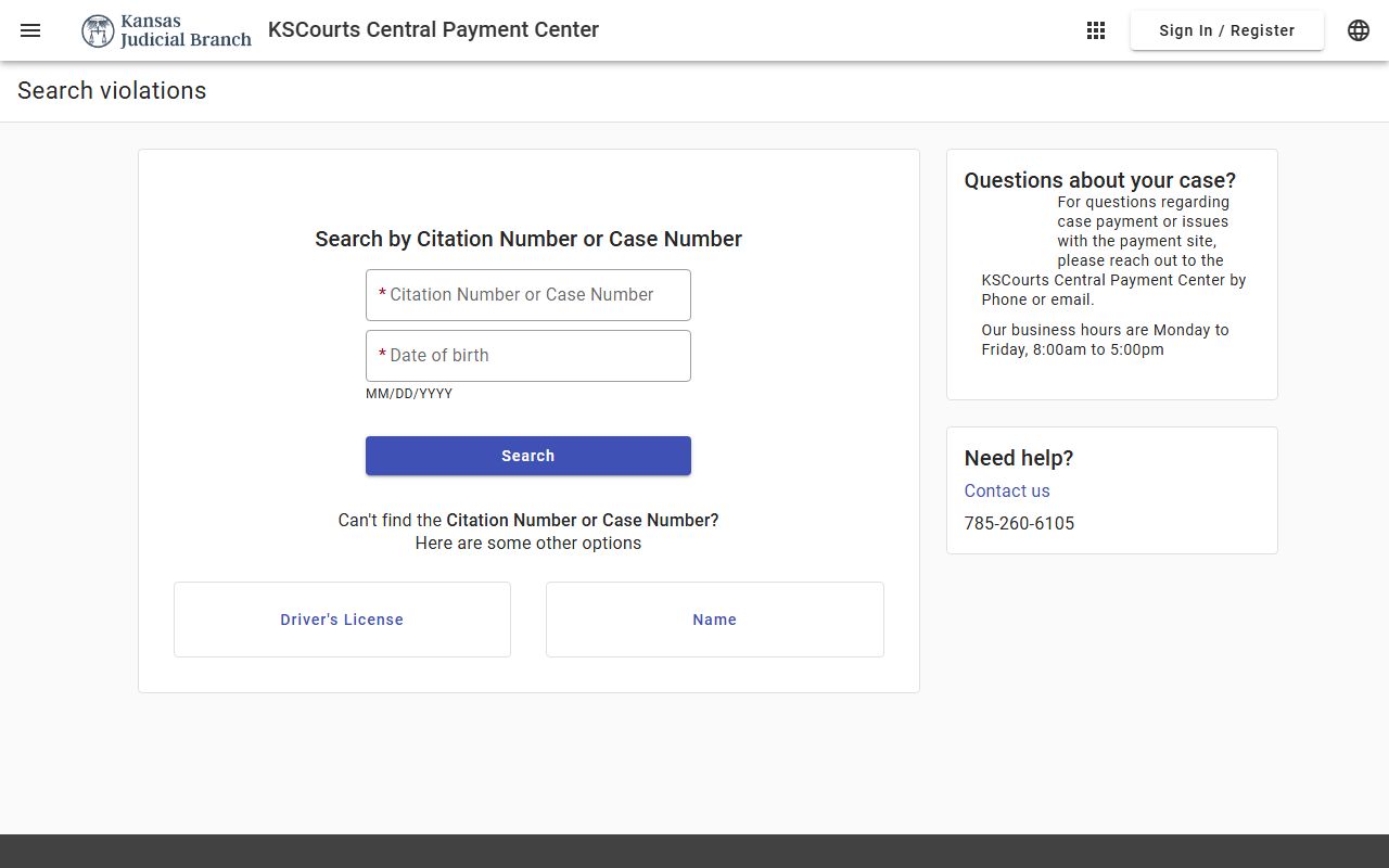 Stafford County traffic court records Central Payment Center violation search