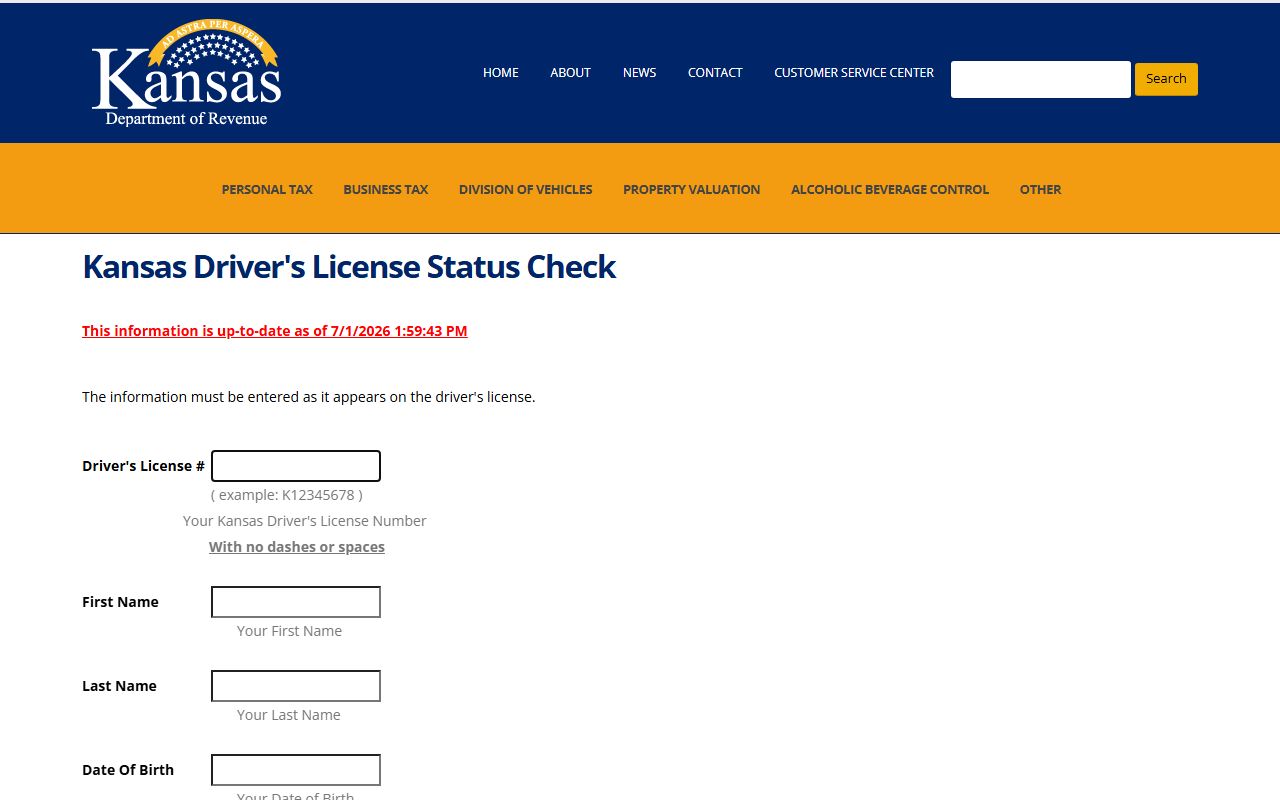 Stafford County traffic court records KDOR driver license status check