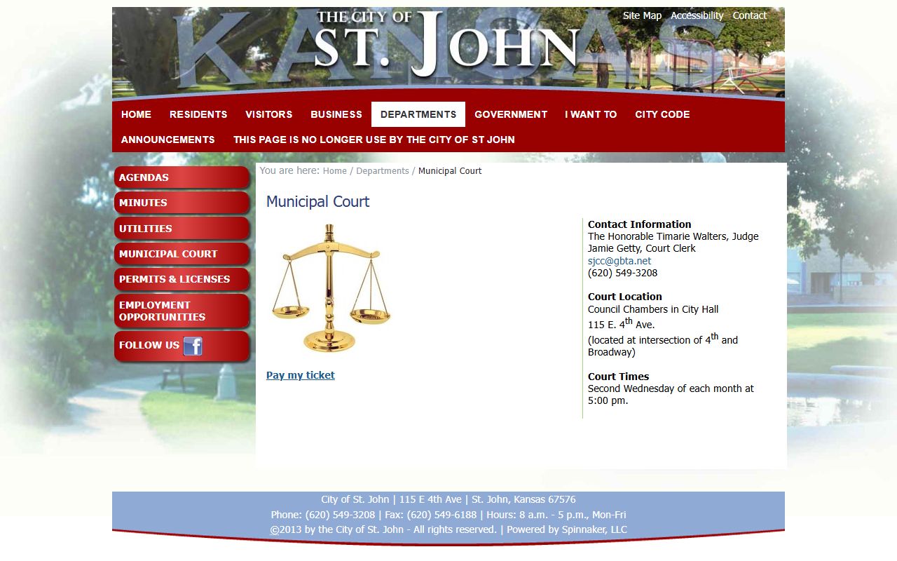 Stafford County traffic court records St. John Municipal Court page